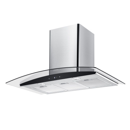 Falco 90Cm Curved Glass S/Steel Chimney Extractor AR-90-501