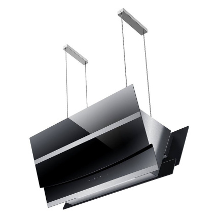 Falco 90Cm Island V-Shape Black Glass Extractor Fan AR-90-826