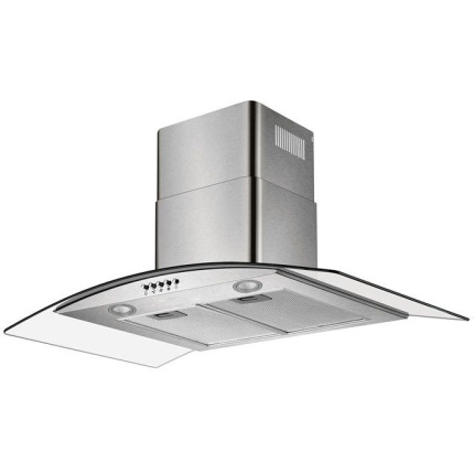 Falco 90Cm Curved Glass S/Steel Chimney Extractor FAL-90-CGS