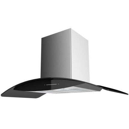 Falco 90Cm Curved Black Glass S/Steel Chimney Extractor FAL-9068